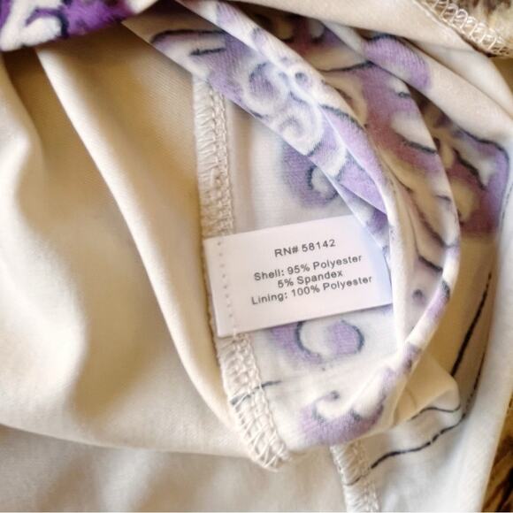 NEW Boston Proper Purple Cream Faux Wrap Dress 3/4 sleeves womens size 6 - Picture 10 of 11